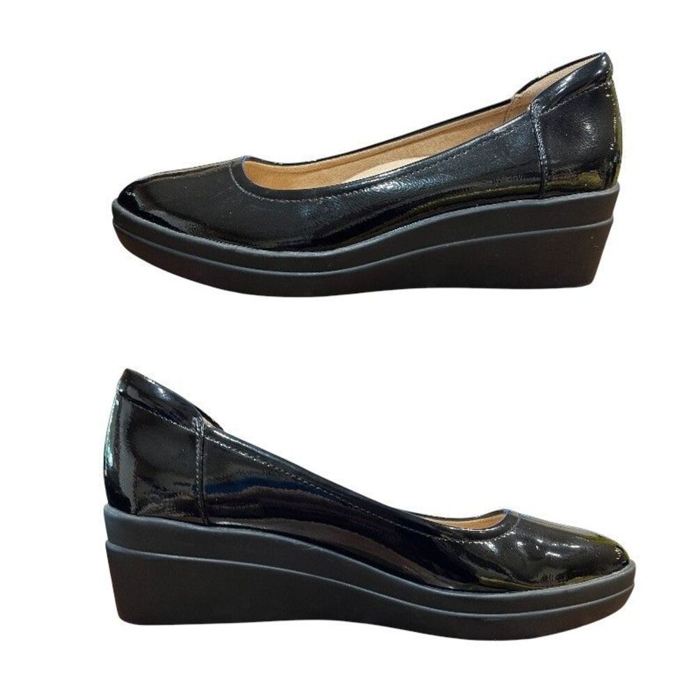 Naturalizer Black Patent Sam Comfort Wedge Pumps US 7.5 Office Casual Church - Picture 4 of 9